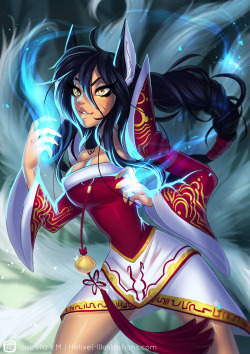 helixel:  Ahri print for upcoming convention, Eirtakon! Nab it at my stand if you’re going!    &lt;3