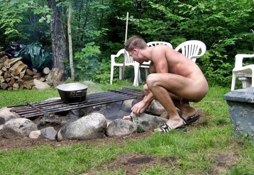 Naked boys camping nude