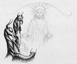 Remember that time when EC was sketching Jesus and bugs.I don’t know, i was going through old art. This was from about 10 years ago&hellip; the only thing i have associated with it in my memory is that i was drawing it when i had a basement lair. (hence