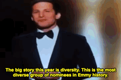 sourcedumal:  baronessvondengler:  popculturebrain:  micdotcom:  Watch: Andy Samberg perfectly skewered Hollywood’s big problems with diversity   Nailed it.  They’re not asking him back. Lol.  Definitely not…. 
