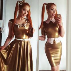 westward-bound-latex:  GOLD. Behind the Scenes - Selfie Time with Model Ophelia Overdose in Westward Bound Gold #Latex.  