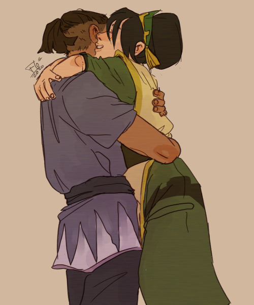 ezralie:Colored a Sokka &amp; Toph sketch I did for Insta!I love these two idiots and their friendship