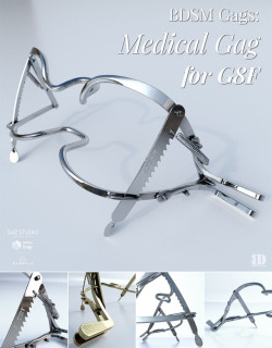 Gags:  Medical Gag for G8F is a mouth gag based on the model of the vintage  dental medical gag. It includes 8 different types of materials and  specific pose morphs for G8F. Created by BDDesign and ready for your renders in Daz Studio 4.8 and up! Gags: