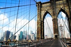 New York, Brooklyn bridge, bike and pedestrian paths