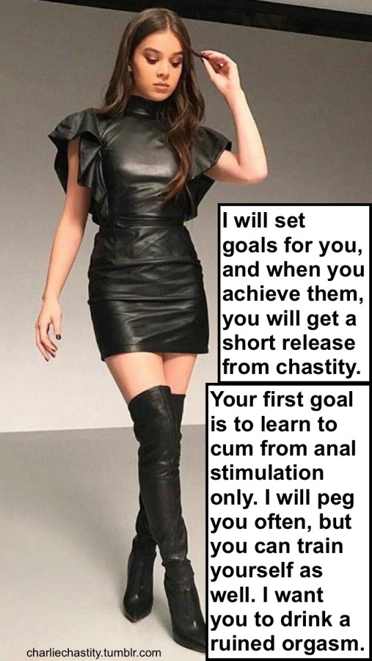 I will set goals for you, and when you achieve them, you will get a short release from chastity.Your first goal is to learn to cum from anal stimulation only. I will peg you often, but you can train yourself as well. I want you to drink a ruined orgasm.