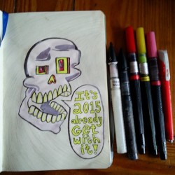 Skull. Added color to this in my new/old sketchbook. #mattbernson #ink #artistsoninstagram #artistsontumblr
