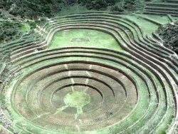 earth-phenomenon:  Moray – The Incan Agricultural Laboratory It is believed that the Incas used Moray as an agricultural laboratory. By using their knowledge of the sun, wind, altitude, and irrigation, each step, about 3m/10ft tall, represents a temperatu