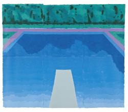 thunderstruck9:David Hockney (British, b. 1937), Autumn Pool (Paper Pool 29), 1978. Coloured and pressed paper pulp in six parts, 182.9 x 215.9 cm.