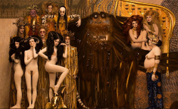 menalaus:  supersonicart:  Gustav Klimt Brought to Life by Photographer Inge Prader. Austrian photographer Inge Prader recently recreated Gustav Klimt’s masterworks for Style Bible, a part of the Life Ball Charity Event in Vienna, Austria.  A team