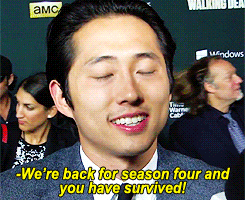 stevensyeun-deactivated20210216:  Steven Yeun explains how his character has survived for so long on The Walking Dead 