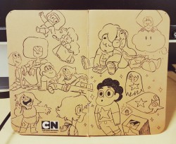 pearl-likes-pi:  We got these cute little free notebooks today at work and one of them was Steven Universe! Look how precious! :-)