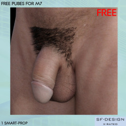 SFD has something special for you! A free product! One free pubic hair smart-prop for M7! What a nice gift.  	The prop is designed for the use with default M7.   	It can be used with or without attached genital. Depending on which genital figure is used