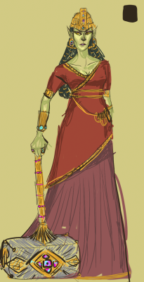 teensith:  i did a little looking into like, what the dwemer were based off of* and decided â€œwhy not design a dwemer ladyâ€ so i guess sheâ€™s some sort of noblewoman and she is holding a ceremonial-looking but functional hammer? and also i based her