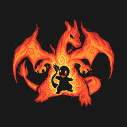 saeran44:  pixalry:  Pokemon: The Fire Within - Created by Sarah Richford  Designs available for sale as t-shirts at her online shop.   Cyndaquil still my favourite starter. This makes it even more so. 😍