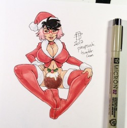 pinupsushi: Figgy pudding anyone?  Naughty Holiday Hottie tiny doodle of Xo-xo and a traditional holiday dessert.   Dig in!  &lt; |D’‘‘‘‘‘‘