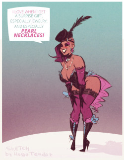  Burlesque Sombra - Pearl Necklace - Cartoon PinUp SketchIt take some time to save up, but you shouldn’t wait for a birthday to give your girl a pearl necklace :)  Newgrounds Twitter DeviantArt  Youtube Picarto Twitch  