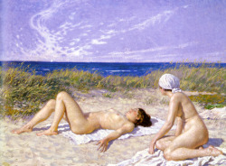   Sunbathing in the Dunes, by Paul-Gustave Fischer. Via The Athenaeum.  