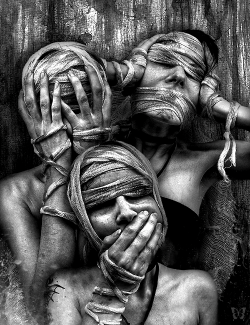 whitesoulblackheart:  Hear See Speak No Evil by J-u-d-a-s I’ve begun to realize that you can listen to silence and learn from it. It has a quality and a dimension all its own.” - Chaim Potok (please leave quote and credit … my other edits Ƹ̴Ӂ̴Ʒ)