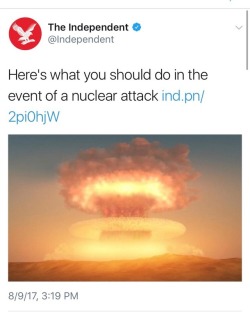 magic-owl:  lime-vodkaaa:   goodshinyhunter:   tripprophet:   weavemama:  ladies and gentlemen we have officially reached the “in case a nuclear attack happens” phase……. [x]  This shit is wild.   There should be an amber alert or something to