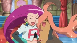 ayellowbirds:  iorishiro:  My single fave thing about the Pokemon XY anime is that Jessie and her Gourgeist are so close they copy each other, ITS SO CUTE? I LOVE THEM THEYRE SUCH DIVAS  …i need to watch more XY.   I want Jessie to keep her on her team