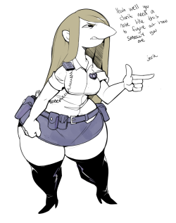 mangneto:  Do not harass the police!As much as I like her usual outfit, I wanted to see how she’d look in a “regular” cop uniform as well. 