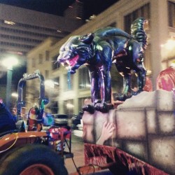 Black cat #parade #float from #morpheus #krewe at #mardigras in #NewOrleans #MardiGras2015