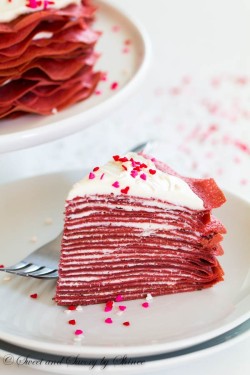 do-not-touch-my-food:Red Velvet Crepe Cake  