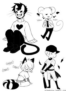 found a kitty zach doodle i never posted and added in some chibis of the other guys to fill in space. elsen mouse, suchre racoon, and crow batter uvu