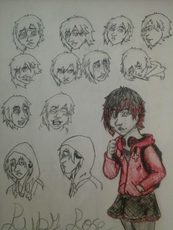 Some modern au Ruby facial expressions please ignore the colored one cuz I did this in class and all I had was a black and red pen