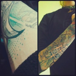 Ooops.. I think I forgot to show you. I got a sleeve filler tattoo last month, it got healed up and my half sleeve is finally completed, after… almost two years? The final filler is an abstract dotwork, as you can see (also, I will be making a body