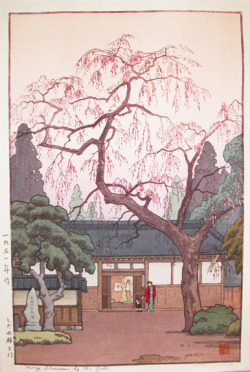 sumi-no-neko:    Tōshi Yoshida 吉田 遠志 (1911 – 1995)  Cherry Blossoms by the Gate,1951 