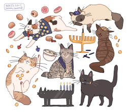 hamotzi:hanukkah cats commission for @hanukcat!