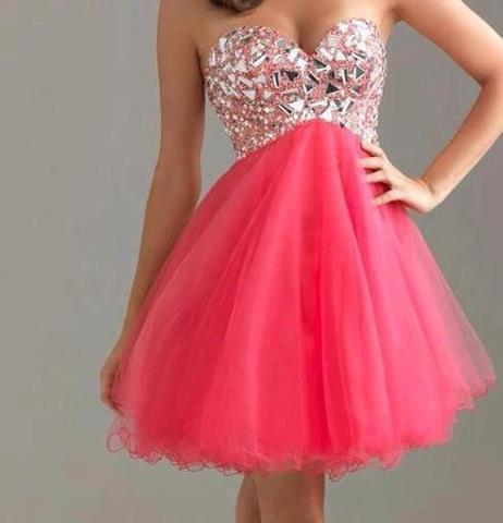Hot pink baby doll dress for prom