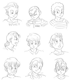 The many different hairstyles of Boxer (the rule63 version of Bulma). I figured &ldquo;Boxer&rdquo; would change his hair as much as Bulma did throughout the series. And it was a fun little experiment to figure out how each one would look like (for future