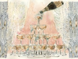    In celebration of Baz Luhrmann’s The Great Gatsby, the film’s production designer Catherine Martin collaborated with Tiffany &amp; Co. on the Fifth Avenue flagship store’s windows Top - Tiered champagne glasses allude to the overflowing decadence