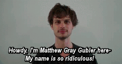 khaleesipotter:  Actors [2/8] Matthew Gray Gubler &ldquo;I just love entertaining. I will do anything - stand-up comedy, video games, fencing, internet shorts - I just want to keep being lucky enough to entertain people anyway I can. I try never to limit