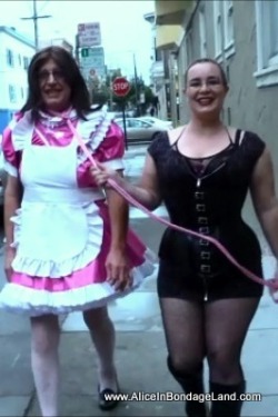 mistressaliceinbondageland:  “It is good that you walk her!” you can clearly hear an elderly local having a good time at my sissy’s expense and breaking the silence with a bold laugh. They can only guess at the HUGE buttplug she is wearing beneath