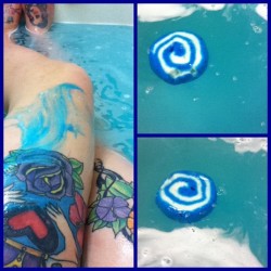 tchivekovsky:  baby-firefly:  mamafallonedge:  After working 9 hours followed by a Sociology class and Psychology class I think I deserved this Lush bath 💙🛀🌀 I’m blue #blueskies #imblush #tattoos #floral #lush #bath #tub #bye  these are bubble