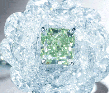 tiffanyandco:  A rare green diamond emerges from tiered white diamonds like a cool summer breeze. Discover more spectacular jewels from the 2013 Blue Book Collection.