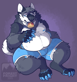 forestfrightart:  art trade with skymachine! garth being cute and eating a slice of pizza 