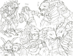 kiqo-gw2-corner: Another sketch page! This time for @foreverconfused-anenqui &amp; @lynxrose &lt;3