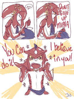 soup-du-silence:  Okay but imagine Mipha’s little brother cheering on her romantic endeavors. Whenever her confidence falters he’s there to make sure she doesn’t give up.hard mode: he cant wait til she gets married and he gets a cool new big brother