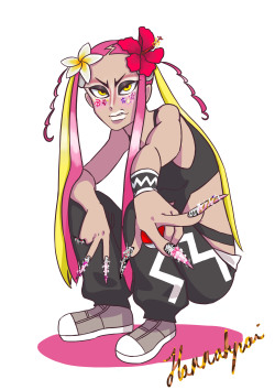 hannahpaii:  I bet you guys didnt think of this crossover HAHAHAHAHAHAH!!!!!! And honestly this is the first thing i thought of when i saw Plumeria (before inkling hair). I thought she looked like a low-key ganguro lol! So i drew her with some awsome