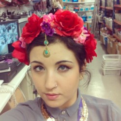 Feeling decidedly more #asian  today at work! #srilanka #floral #crown #headdress #me #face #selfie #accessories