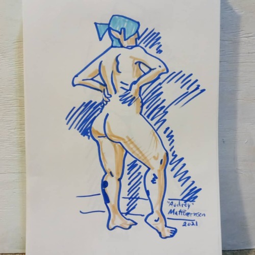 Zoom life drawing!  3 minute to 7 minute poses  Thanks Audrey @audrey.posing For modeling  Markers 12&quot;x18&quot; paper . . . . . . . . #artistsofmassachusetts #paintersofig #paintersofinstagram #markers #lifedrawing #figuredrawing  #portraitpainter