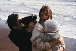 mazzystardust:Serge, Jane, and Charlotte on Compton Beach, 1971.