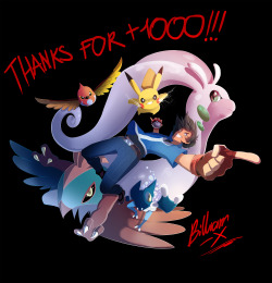 sly-8:  SO I REACHED MY FIRST 1000 WATCHERS ON dA AND WHAT BETTER WAY TO CELEBRATE THAN THROW TOGETHER A CELEBRATORY PIC FEATURING TEAM ASH (XY VERSION)! But seriously thank you, each and every single one of my dear watchers for liking my art and sticking