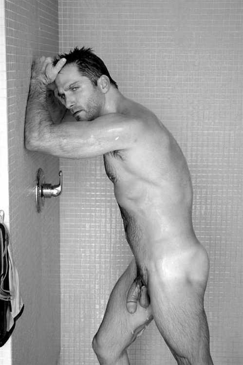 Hairy daddy in the shower