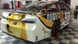 motherboardtv:  shibetimes: The Dogecar Lives! It’s been painted, and here it is in all its NASCAR glory. This dogecoin-sponsored dogemobile is the car that #98, Josh Wise, will drive at Aaron’s 499, at the Talladega Superspeedway, a week from today