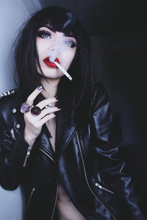 Emo girls smoking cigarettes